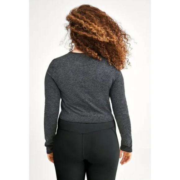 Girlfriend Collective Gray Reset Cropped Long Sleeve Top - M - Picture 3 of 5